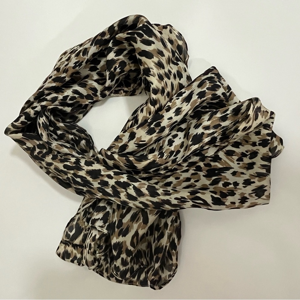 Leopard Print Long Scarf 74” Animal Print Lightweight Fashion Scarf - Picture 2 of 7
